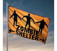 Drapeau de jardin drôle zombie abri signe : un avertissement pour le vivant drapeau manches à air drapeaux de voiture extérieur pour chambre (120 x 180 cm)