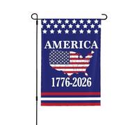 Drapeau de jardin du 250e anniversaire de l'Amérique 12x18 1776 2026 Panneau de jardin du 250e anniversaire de l'Amérique Dieu bénisse les drapeaux de la maison des patriotes des États-Unis sans mât