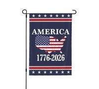 Drapeau de jardin du 250e anniversaire de l'Amérique 12x18 1776 2026 Panneau de jardin du 250e anniversaire de l'Amérique Dieu bénisse les drapeaux de la maison des patriotes des États-Unis sans mât