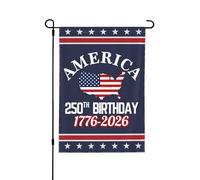Drapeau de jardin du 250e anniversaire de l'Amérique 28"X40" 1776 2026 Panneau de jardin du 250e anniversaire de l'Amérique Dieu bénisse les drapeaux de la maison des patriotes des États-Unis sans mâ