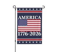 Drapeau de jardin du 250e anniversaire de l'Amérique 28"X40" 1776 2026 Panneau de jardin du 250e anniversaire de l'Amérique Dieu bénisse les drapeaux de la maison des patriotes des États-Unis sans mâ
