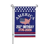 Drapeau de jardin du 250e anniversaire de l'Amérique 28"X40" 1776 2026 Panneau de jardin du 250e anniversaire de l'Amérique Dieu bénisse les drapeaux de la maison des patriotes des États-Unis sans mâ