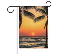 Drapeau de jardin du lever du soleil sur la mer - 32,6 x 47,5 cm - Drapeau de jardin vertical double face en lin - Décoration extérieure saisonnière pour la ferme, les vacances, la fête des mères