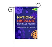 Drapeau de jardin du Mois du patrimoine hispanique national Décoration parfaite pour la cour 12 x 18 pouces Décoration extérieure double face Bannière de décoration de ferme de fête