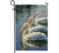 Drapeau de jardin du paradis des oiseaux côtiers, oiseaux à plumes blanches, bannière de faune d'été, drapeau de cour en polyester double face, décoration de pelouse de plage, 30,5 x 45,7 cm