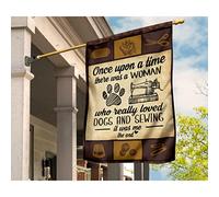 Drapeau De Jardin Durable Drapeaux De Pirate Coupe-Vent Et Étancheune Jardin Signe Décoration Pour Porche Maison Il Était Une Fois Une Femme Qui Aimait Beaucoup Les Chiens Et La Couture. S