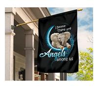 Drapeau De Jardin Durable Drapeaux De Vacances Coupe-Vent Et Étancheune Drapeau De Décoration Décoration Pour Porche Patio Balcon Bébé Éléphant, Je Crois Qu'Il Existe Des Anges Mémoriaux S