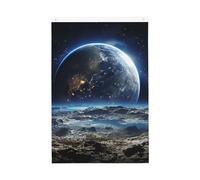 Drapeau de jardin « Earth From Moon Welcome » - 61 x 91 cm - Double face - Ne se décolore pas - Pour maison, cour, porche, pelouse, décoration extérieure