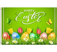 Drapeau De Jardin Easter Eggs Butterflies Flowers Green Garden Flag Premium Drapeau De Bienvenue Amusante Pride Flag Pour Patio Pelouse Cour 152X90CM