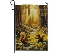 Drapeau De Jardin Écureuil D'Automne Brun Noisette Pride Flag Antifouling Drapeau De Bienvenue Couleurs Vives Garden Flag Pour Pelouse Patio Pavillon 30X45Cm