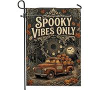 Drapeau de jardin effrayant avec citation de camion de récolte d'Halloween