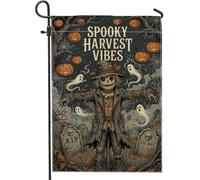 Drapeau de jardin effrayant épouvantail cimetière Halloween 30,5 x 45,7 cm