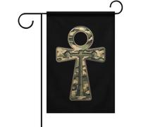 Drapeau de jardin égyptien - Motif camouflage Ankh - Drapeau vertical drôle - Décoration de fête en plein air