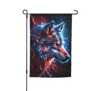 Drapeau de jardin Electric Wolf Flame (1) - Drapeau décoratif double face pour terrasse extérieure 30 x 45 cm