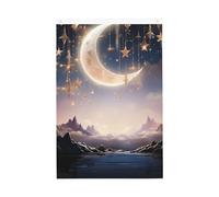 Drapeau de jardin élégant avec lune et étoiles - 61 x 91 cm - Double face - Ne se décolore pas - Pour maison, cour, porche, pelouse, décoration extérieure