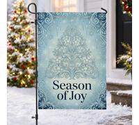Drapeau de jardin élégant en filigrane avec citation d'arbre de Noël 30,5 x | Rouleau filigrane, drapeau de pelouse, motifs flocon de neige, thème du pays des merveilles d'hiver, bienvenue saisonnier en
