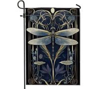 Drapeau de jardin élégant en forme de libellule bleue - Bannière de décoration florale double face pour les fêtes de printemps et d'été - 30,5 x 45,7 cm