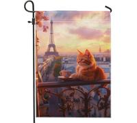 Drapeau de jardin élégant pour chat, bannière de décoration d'intérieur double face en toile de jute pour les amoureux des chats, 30,5 x 45,7 cm
