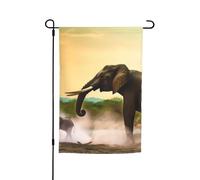 Drapeau de jardin éléphant africain 30,5 x 45,7 cm - Printemps été, automne, hiver - Drapeaux saisonniers double face - Bannière d'extérieur et d'intérieur pour décoration de maison