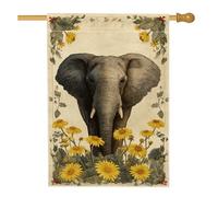 Drapeau de jardin éléphant printemps été, bannière florale jaune pour décoration d'intérieur, drapeau double face en toile de jute, décoration de pelouse extérieure, 71,1 x 101,6 cm