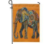 Drapeau de jardin éléphant printemps été, orange brûlé, décoration d'extérieur moderne abstraite, décoration de cour saisonnière, résistant aux intempéries, 30,5 x 45,7 cm