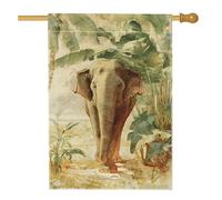 Drapeau de jardin éléphant tropical, bannière de décoration d'intérieur, drapeau double face en toile de jute, décoration de pelouse, fête d'été, décoration de jardin 71 x 101,6 cm