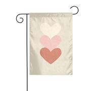 Drapeau de jardin empilé à trois cœurs - 30 x 45 cm - Vertical double face - Décoration extérieure - Pour la ferme et les vacances