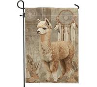 Drapeau de jardin en alpaga, bohème rustique, attrape-rêves, fleurs, sans beige, double face, petit drapeau de jardin, cour, pour extérieur, terrasse, pelouse, porche, balcon, 30,5 x 45,7 cm