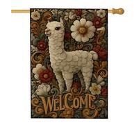 Drapeau de jardin en alpaga de bienvenue, décoration florale vintage pour le printemps et l'été, bannière double face pour la maison, la pelouse, la décoration de fête, 71 x 101 cm