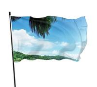 Drapeau de jardin en bois Bateau Seychelles Beach Yard House Décoration extérieure Drapeaux Bannières pour Patio Pelouse 3x5 Ft