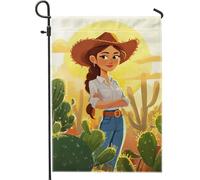 Drapeau de jardin en cactus de style occidental, décoration de cowboy marron rustique pour décoration de pelouse extérieure, printemps été, drapeau de cour double face, 30,5 x 45,7 cm