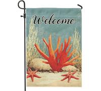 Drapeau de jardin en corail d'été avec algues rouges - Bannière décorative double face pour décoration d'intérieur côtière - 30,5 x 45,7 cm