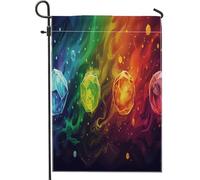 Drapeau de jardin en cristal arc-en-ciel, bleu, vert, jaune, rouge abstrait, pierre d'art abstrait, cristaux aquarelle abstraits pour décoration de fête extérieure, 30,5 x 45,7 cm