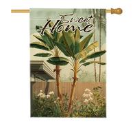 Drapeau de jardin en feuille de palmier tropical, plante exotique verte, bannière de décoration d'intérieur, drapeau mignon double face, décoration de pelouse d'été extérieure, 71,1 x 101,6 cm