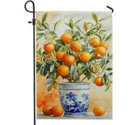 Drapeau de jardin en fleur d'oranger, décoration d'agrumes vibrantes pour le printemps et l'été, drapeau de cour artistique double face pour décoration extérieure, parfait pour la maison et le jardin