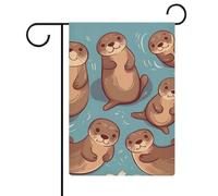 Drapeau de jardin en forme d'animal mignon marron 30,5 x 45,7 cm - Drapeau extérieur double face - Drapeau de cour d'été - Drapeau floral de bienvenue - Décorations de jardin saisonnières