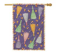 Drapeau de jardin en forme de balai pour Halloween, bannière de décoration extérieure en forme de maïs violet, drapeau de cour double face en toile de jute, décoration saisonnière de pelouse, 71,1 x