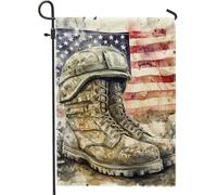 Drapeau de jardin en forme de bottes de soldat patriotique - Bannière d'extérieur rustique double face pour le jour commémoratif et le jour de l'indépendance - 30,5 x 45,7 cm