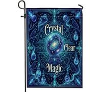 Drapeau de jardin en forme de boule de cristal, potion magique cosmique mystique pour Halloween, bleu, double face, petit drapeau de jardin pour extérieur, terrasse, pelouse, porche, entrée, camping