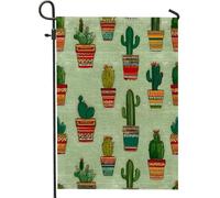 Drapeau de jardin en forme de cactus, plantes vertes du désert pour décoration extérieure, bannière de cour d'été, toile de jute double face, décoration de pelouse, 30,5 x 45,7 cm