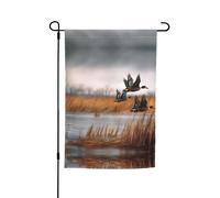 Drapeau de jardin en forme de canard sauvage de chasse 30,5 x 45,7 cm - Drapeau décoratif en polyester imprimé double face durable pour cour, terrasse et balcon