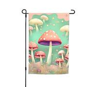 Drapeau de jardin en forme de champignon de rêve 30,5 x 45,7 cm. Décoration extérieure lumineuse double face apporte un peu de plaisir à votre jardin.