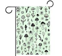 Drapeau de jardin en forme de champignons 30,5 x 45,7 cm double face à l'extérieur, drapeau de cour décoratif pour les vacances, décoration extérieure saisonnière