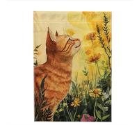 Drapeau de jardin en forme de chat d'été 30,5 x 45,7 cm sur un seul côté pour l'extérieur, drapeaux d'extérieur pour cour et jardin, décoration saisonnière, décoration d'intérieur amusante
