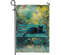 Drapeau de jardin en forme de chat, drapeau floral d'été coloré, double face, décoration artistique pour la maison, la pelouse, 30,5 x 45,7 cm