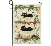 Drapeau de jardin en forme de chat mignon, motif floral pour le printemps et l'été, drapeau de cour double face, décoration d'intérieur vive pour jardin et terrasse, 30,5 x 45,7 cm