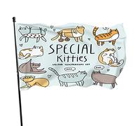 Drapeau de jardin en forme de chats mignons de 9,5 x 1,5 m, dessin animé spécial chats mignons beaux animaux décoration extérieure porche jardin drapeau bannière avec œillets