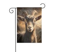 Drapeau de jardin en forme de chèvre aux yeux sages 30 x 45 cm vertical double face pour ferme vacances décorations extérieures drapeau de cour