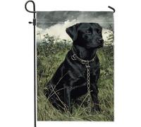 Drapeau de jardin en forme de chien labrador noir, portrait de chien artistique, décoration extérieure, bannière décorative double face pour toutes les saisons, parfait pour la décoration de pelouse