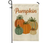 Drapeau de jardin en forme de citrouille d'automne, bannière d'automne décorative double face en toile de jute, décoration saisonnière de pelouse extérieure, 30,5 x 45,7 cm